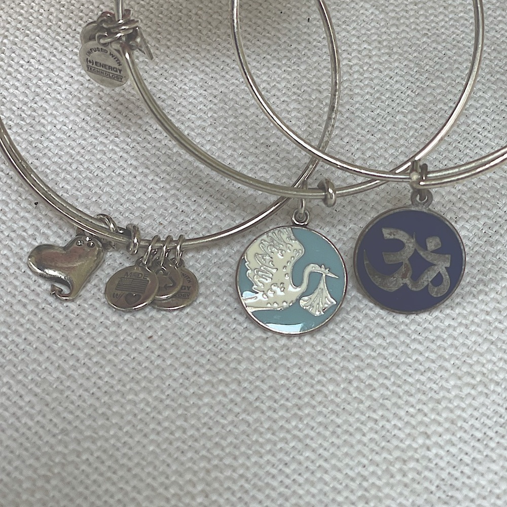 Alex and Ani 3 Three Silver charm bracelets